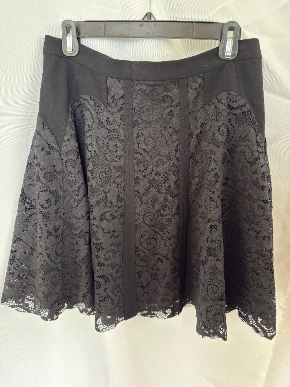 Diane von Furstenberg Radella Paneled Lace Skirt Black Fit & Flare Size 6